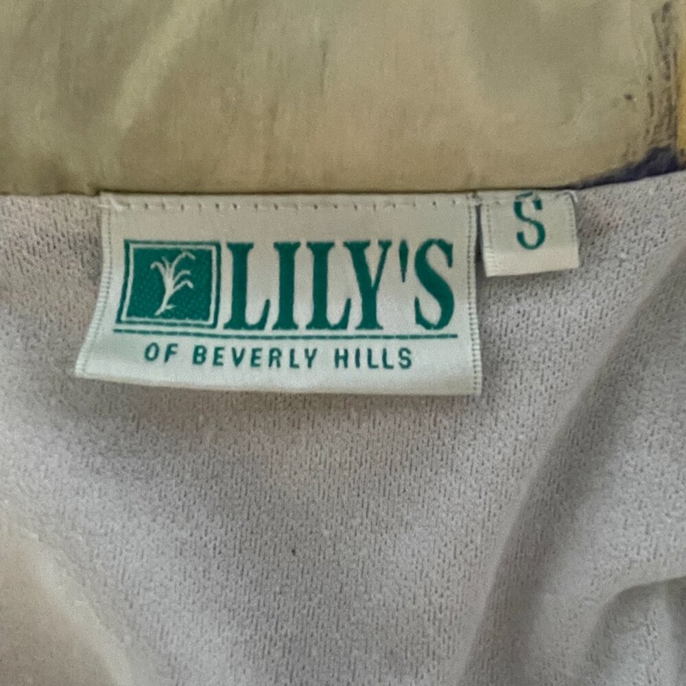 Lily's of Beverly Hills Vintage Bomber Jacket, Watercolor Pastel Print, S, 5373 - Picture 7 of 9